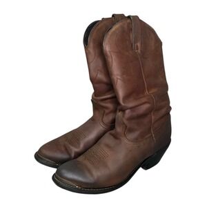Durango Western Cowboy Boots Women's 8.5 Brown Leather Round Toe Pull On Riding